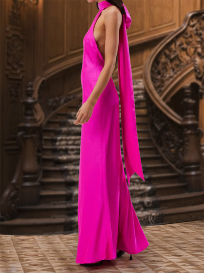 Robe de Soirée Fourreau/Colonne à Licou Sans Manches avec Fronces