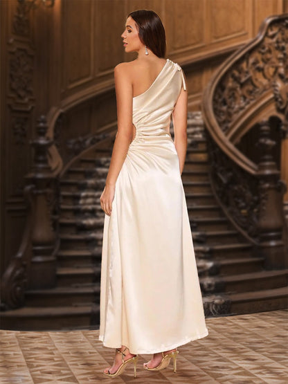 Robe de Soirée Fourreau/Colonne à Une Épaule Sans Manches avec Découpe Latérale