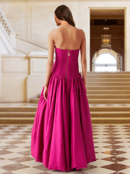 Robe de Soirée Sans Manches Coupe A-Line/Princesse Sans Bretelles avec Fronces