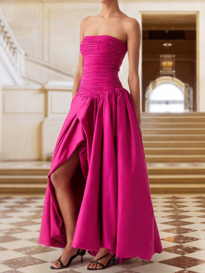 Robe de Soirée Sans Manches Coupe A-Line/Princesse Sans Bretelles avec Fronces