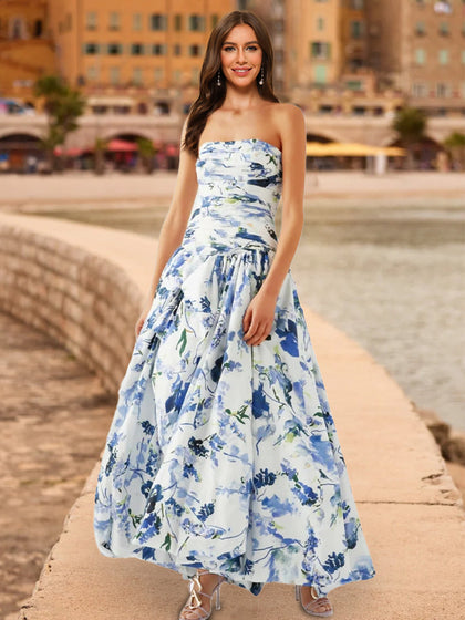 Robe de Bal Trapèze/Princesse Sans Manches, Sans Bretelles avec Fronces