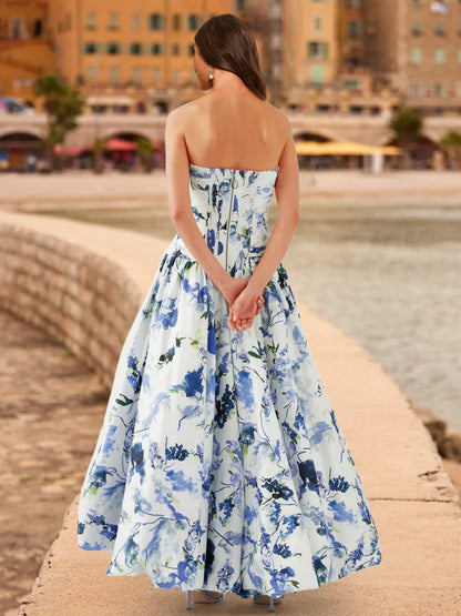Robe de Bal Trapèze/Princesse Sans Manches, Sans Bretelles avec Fronces