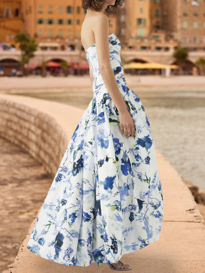 Robe de Bal Trapèze/Princesse Sans Manches, Sans Bretelles avec Fronces