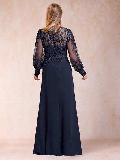 Robes de Mère de la Mariée Fourreau/Colonne à Manches Lanternes et Paillettes