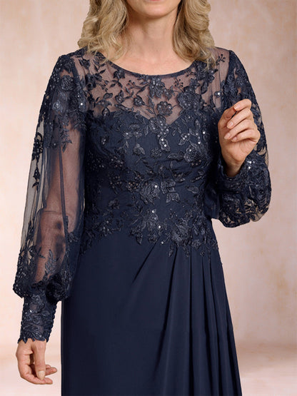 Robes de Mère de la Mariée Fourreau/Colonne à Manches Lanternes et Paillettes