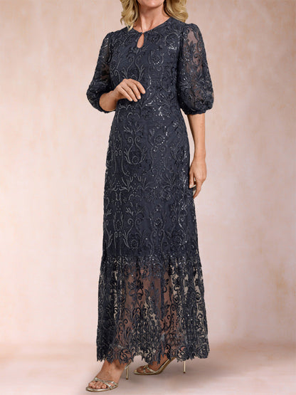 Robe de Mère de la Mariée Coupe A-Line/Princesse, Manches Mi-Longues avec Ceinture