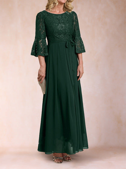 Robe de Mère de la Mariée Coupe A-Line/Princesse, Manches 3/4 avec Dentelle