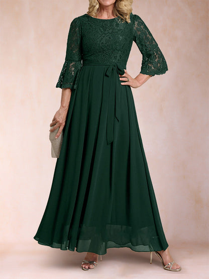 Robe de Mère de la Mariée Coupe A-Line/Princesse, Manches 3/4 avec Dentelle