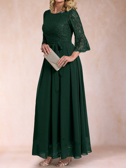 Robe de Mère de la Mariée Coupe A-Line/Princesse, Manches 3/4 avec Dentelle