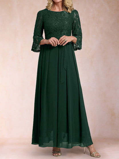 Robe de Mère de la Mariée Coupe A-Line/Princesse, Manches 3/4 avec Dentelle