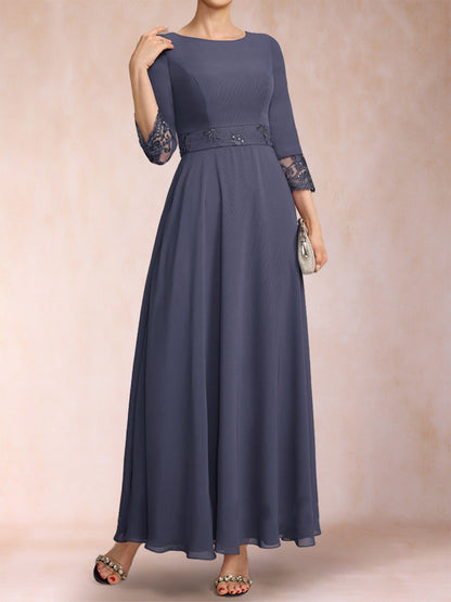 Robe de Mère de la Mariée Coupe A-Line/Princesse, Manches 3/4 avec Ceinture