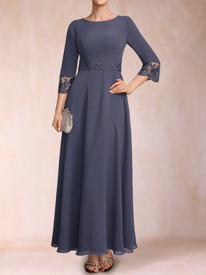 Robe de Mère de la Mariée Coupe A-Line/Princesse, Manches 3/4 avec Ceinture