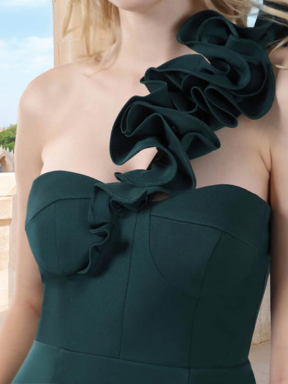 Robe de Bal Sirène Asymétrique Sans Manches avec Fente Latérale