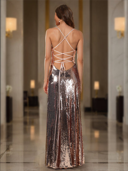Robe de Bal Fourreau/Colonne à Bretelles Spaghetti Sans Manches avec Fronces