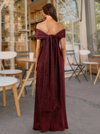 Robe de Bal Fourreau/Colonne à Épaules Dénudées et Manches Courtes avec Fente Latérale