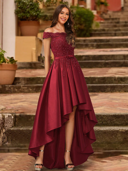Robe de Bal Trapèze/Princesse à Épaules Dénudées et Manches Courtes avec Paillettes
