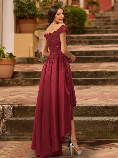Robe de Bal Trapèze/Princesse à Épaules Dénudées et Manches Courtes avec Paillettes