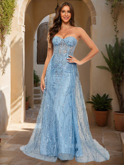 Robe de Bal Fourreau/Colonne Sans Bretelles, Sans Manches avec Appliques