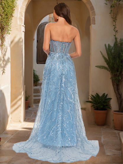 Robe de Bal Fourreau/Colonne Sans Bretelles, Sans Manches avec Appliques