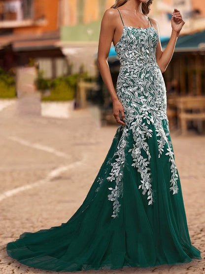 Robe de Bal Sirène/Trompette Sans Manches en Dentelle