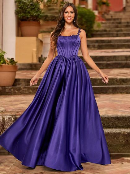 Robe de Bal à Encolure Dégagée Sans Manches et Perles