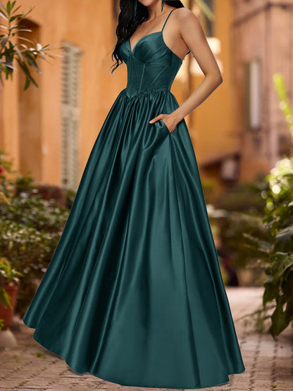 Robe de Bal Trapèze/Princesse Sans Manches à Décolleté en Cœur et Froncée