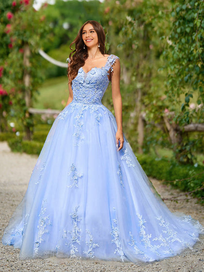 Robe de Bal en Dentelle Sans Manches, Décolleté en Cœur