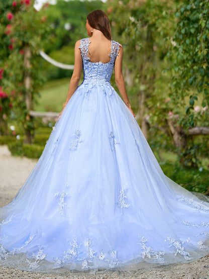 Robe de Bal en Dentelle Sans Manches, Décolleté en Cœur