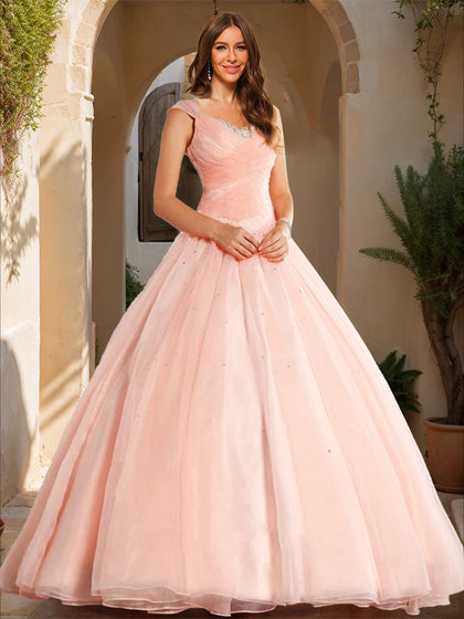 Robe de Bal à Paillettes, Col en V, Sans Manches