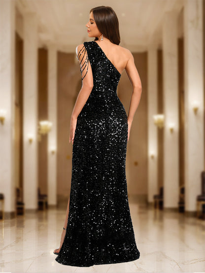 Robe de Bal Asymétrique Asymétrique à Une Épaule et à Fente Latérale