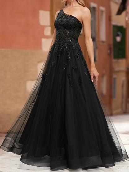 Robe de Bal Trapèze/Princesse Asymétrique Sans Manches, Fendue Sur le Côté
