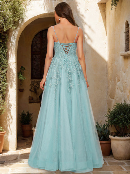 Robe de Bal Trapèze/Princesse Sans Manches avec Appliques