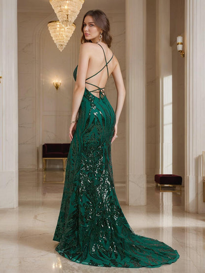 Robe de Bal Sirène/Trompette Sans Manches Fendue Sur le Côté