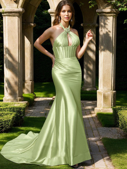 Robe de Bal Sirène/Trompette Sans Manches à Volants