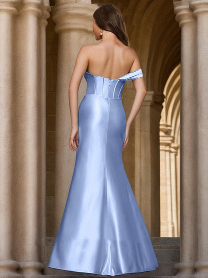 Robe de Bal Sirène/Trompette Asymétrique Sans Manches avec Fente Latérale