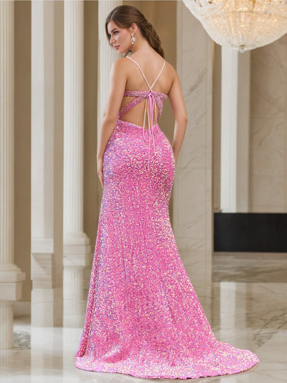 Robe de Bal Sirène/Trompette Sans Manches avec Perles