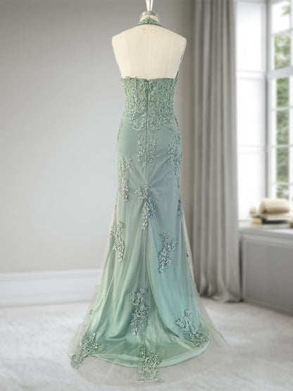 Robe de Bal Sirène/Trompette Sans Manches avec Perles