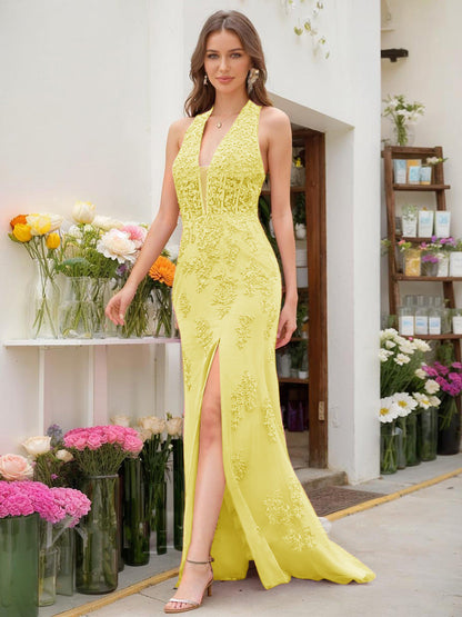 Robe de Bal Sirène/Trompette Sans Manches avec Perles