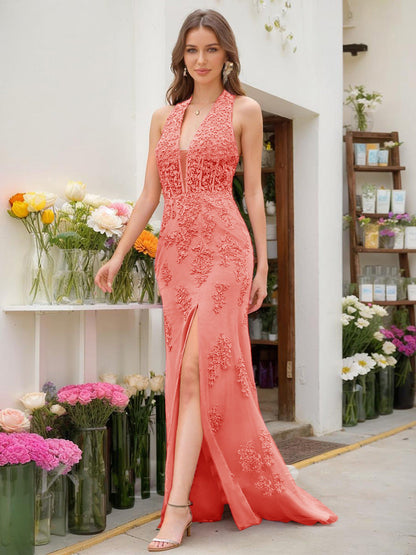 Robe de Bal Sirène/Trompette Sans Manches avec Perles