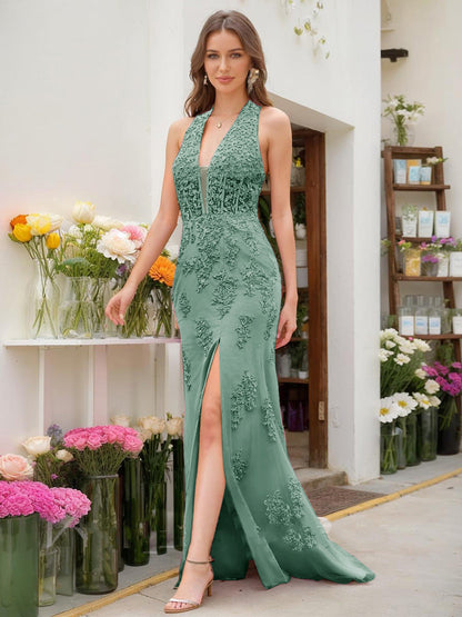 Robe de Bal Sirène/Trompette Sans Manches avec Perles
