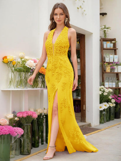 Robe de Bal Sirène/Trompette Sans Manches avec Perles