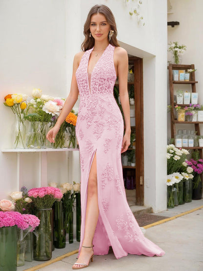 Robe de Bal Sirène/Trompette Sans Manches avec Perles