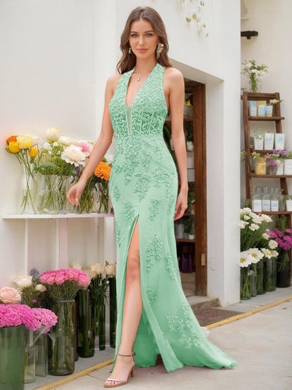 Robe de Bal Sirène/Trompette Sans Manches avec Perles