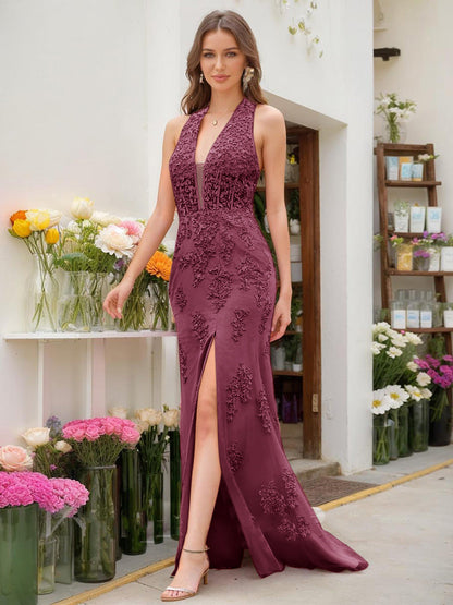 Robe de Bal Sirène/Trompette Sans Manches avec Perles