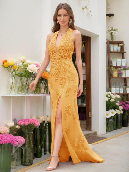 Robe de Bal Sirène/Trompette Sans Manches avec Perles