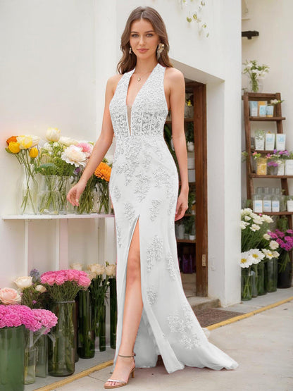 Robe de Bal Sirène/Trompette Sans Manches avec Perles