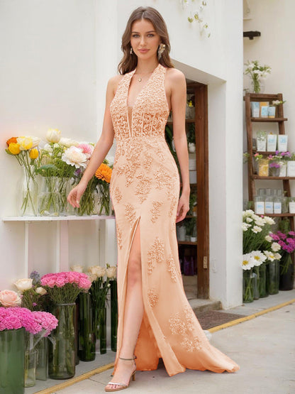 Robe de Bal Sirène/Trompette Sans Manches avec Perles
