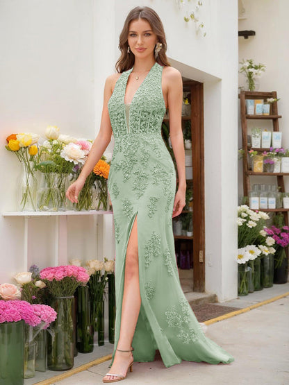 Robe de Bal Sirène/Trompette Sans Manches avec Perles