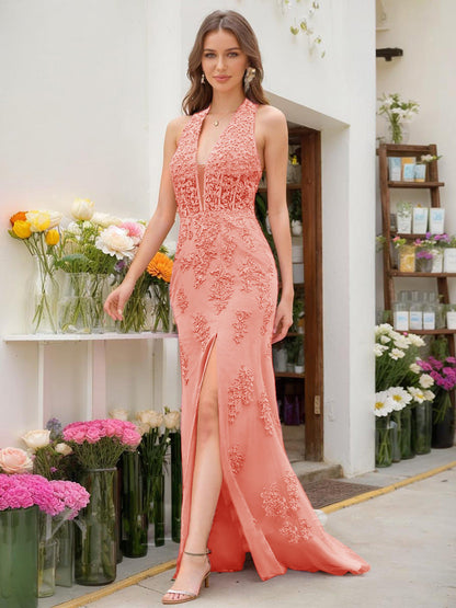 Robe de Bal Sirène/Trompette Sans Manches avec Perles