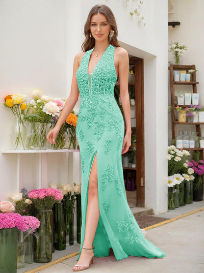 Robe de Bal Sirène/Trompette Sans Manches avec Perles